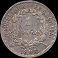 1 franc Napoléon Empereur tête laurée République Française revers